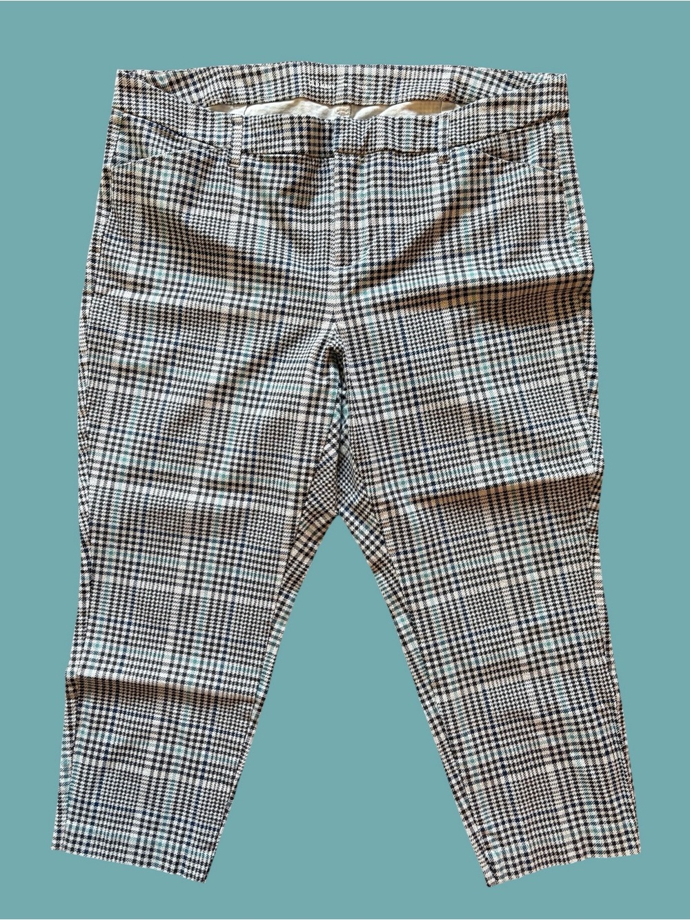 Old Navy Black, White and Teal Houndstooth Pants